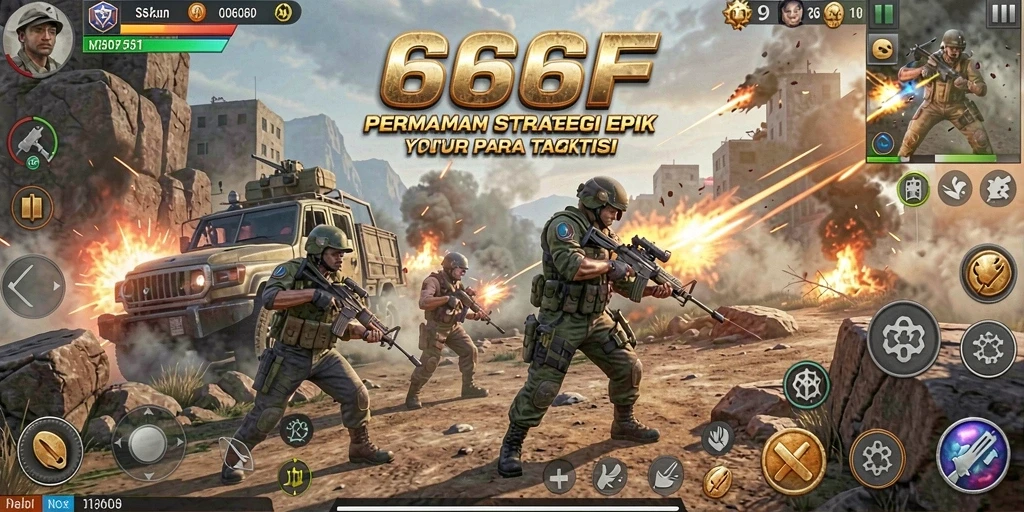 Tampilan gameplay menarik dari 666F dengan elemen strategi yang menantang.