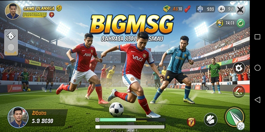 Tampilan gameplay menegangkan dalam BIGMSG dengan aksi olahraga yang intens.