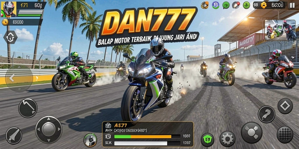 Screenshot menampilkan balapan motor yang penuh aksi di DAN777.