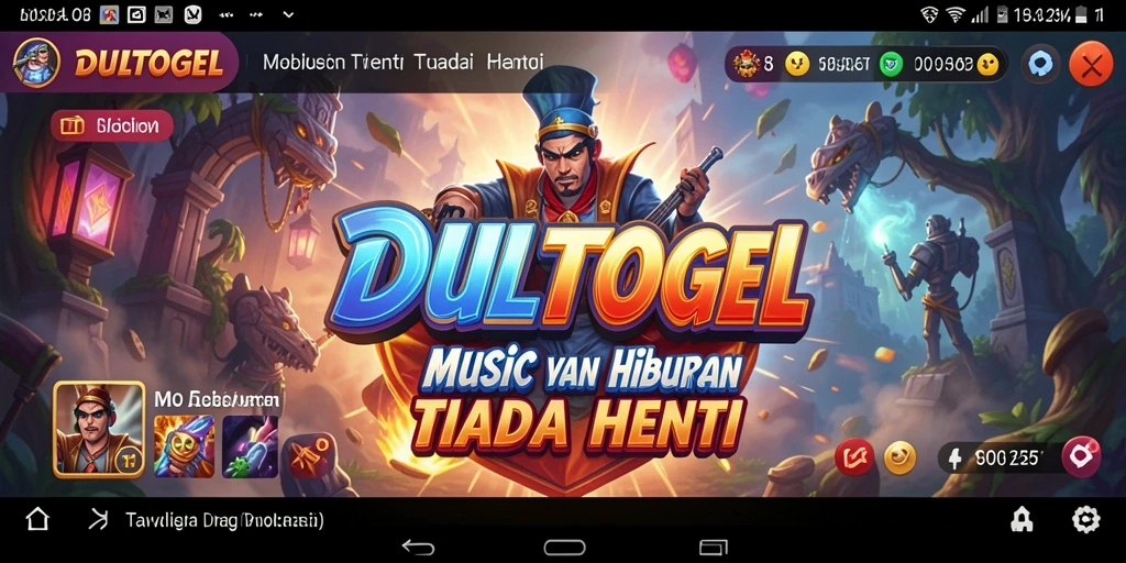 Tampilan screenshot DULTOGEL menampilkan gameplay seru dengan musik.