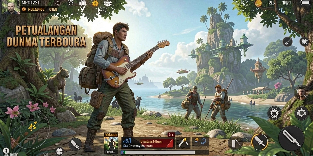 Gameplay MPO1221 dengan lingkungan yang luas dan menakjubkan.