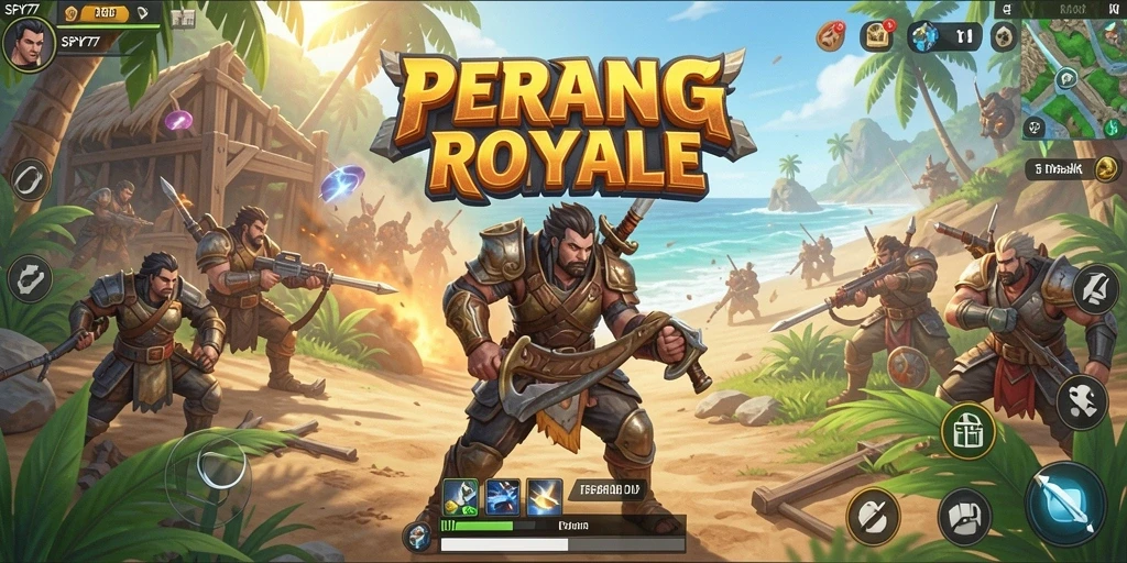 Tampilan gameplay SPY77 yang seru dalam mode Battle Royale.