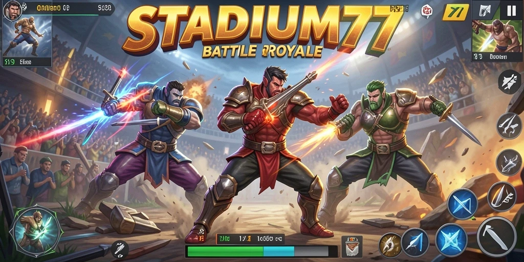 Gameplay seru dari STADIUM77 dalam aksi Battle Royale.